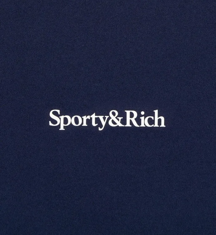 Sporty and Rich Activewear Women Serif Logo Flared Legging 8211 NavyWhite