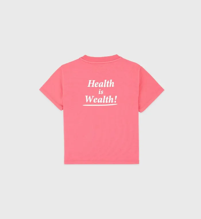 Sporty and Rich Clothing Kids Health Is Wealth Kids TShirt 8211 Cotton CandyWhite