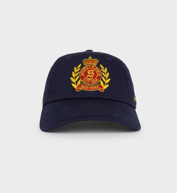 Sporty and Rich Hats Women NY Crest Hat 8211 NavyGold