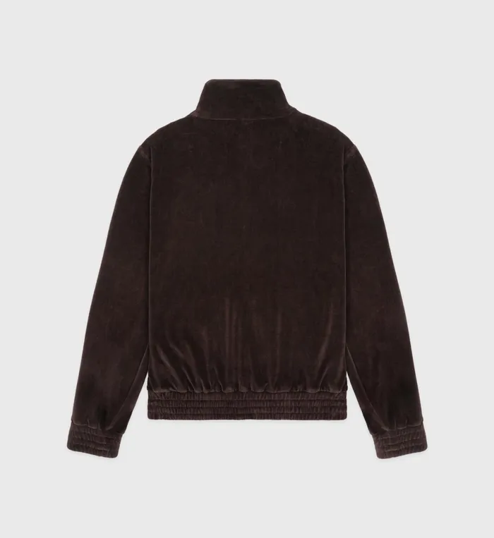 Sporty and Rich Jackets Women Faubourg Velour Track Jacket 8211 ChocolateCream