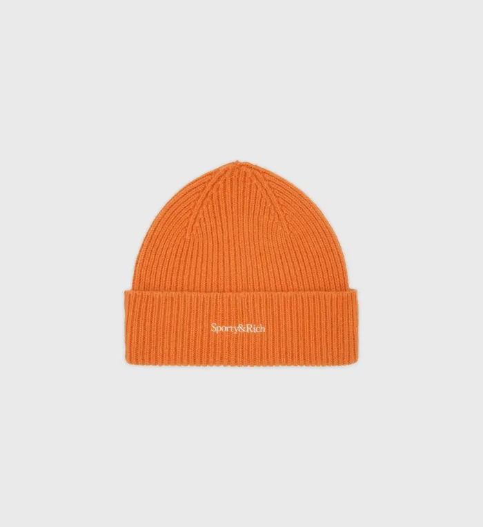 Sporty and Rich Knitwear Women Serif Logo Beanie 8211 Turmeric