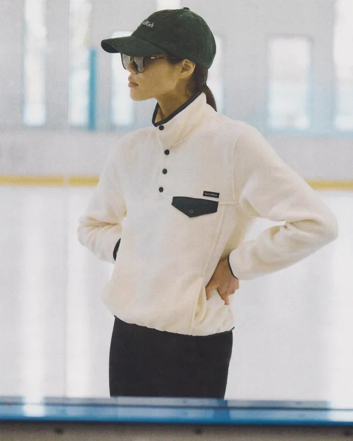 Sporty and Rich Polar Fleece And Sherpa Women Buttoned Polar Sweatshirt 8211 CreamForest