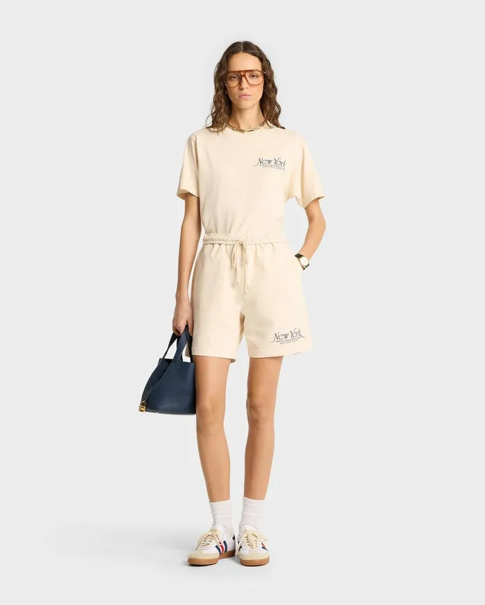 Sporty and Rich Shorts Women NY 94 Gym Short 8211 CreamNavy