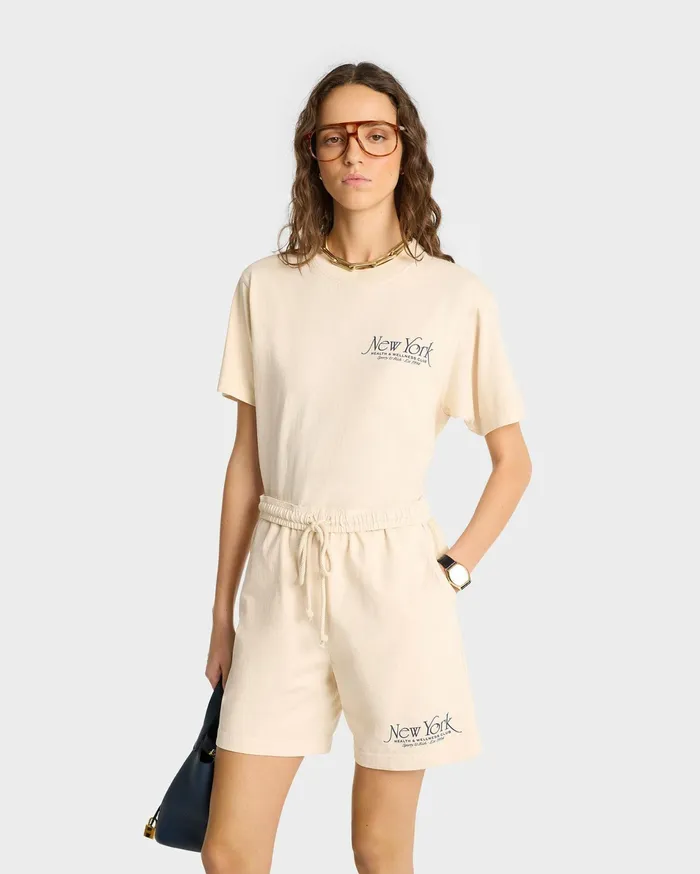 Sporty and Rich Shorts Women NY 94 Gym Short 8211 CreamNavy