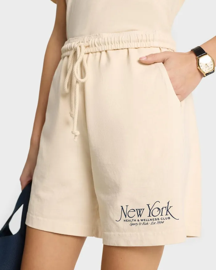 Sporty and Rich Shorts Women NY 94 Gym Short 8211 CreamNavy