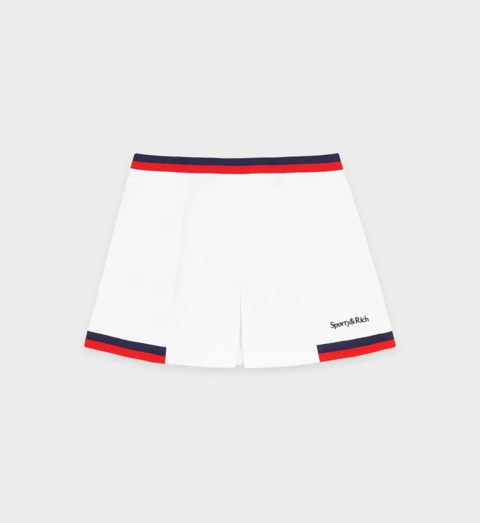 Sporty and Rich Skirts and Dresses Women Serif Logo Mila Skirt 8211 WhiteNavyRed