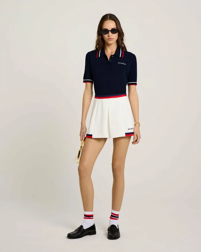 Sporty and Rich Skirts and Dresses Women Serif Logo Mila Skirt 8211 WhiteNavyRed