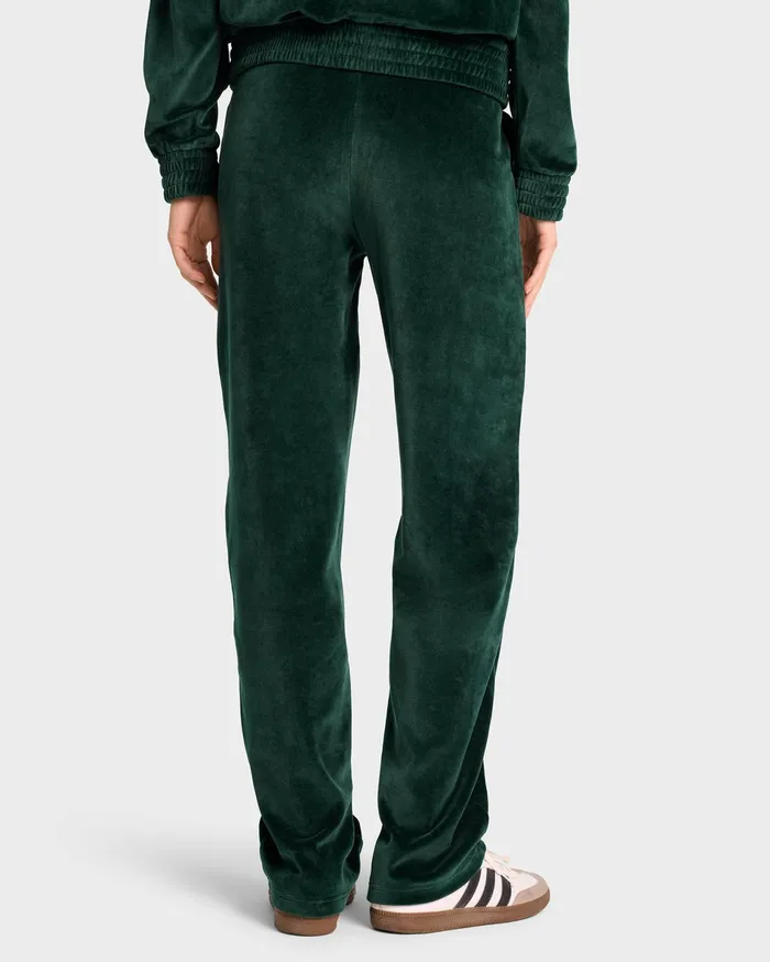 Sporty and Rich Sweatpants Women NY Crest Velour Track Pant 8211 ForestCream