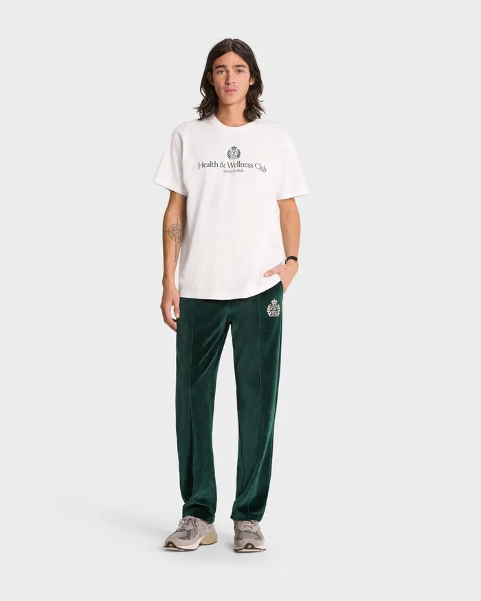 Sporty and Rich Sweatpants Women NY Crest Velour Track Pant 8211 ForestCream