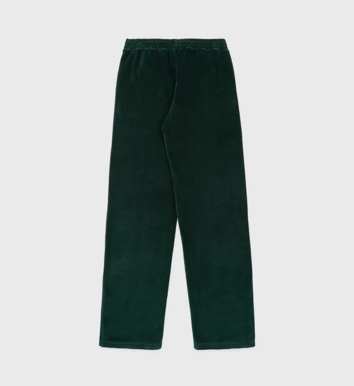 Sporty and Rich Sweatpants Women NY Crest Velour Track Pant 8211 ForestCream