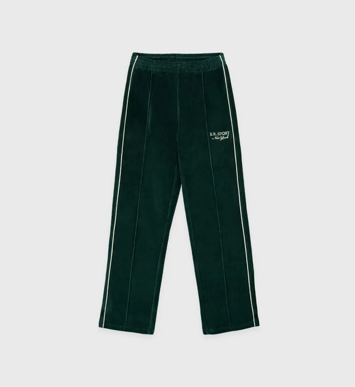 Sporty and Rich Sweatpants Women SR Sport Velour Track Pant 8211 Forest