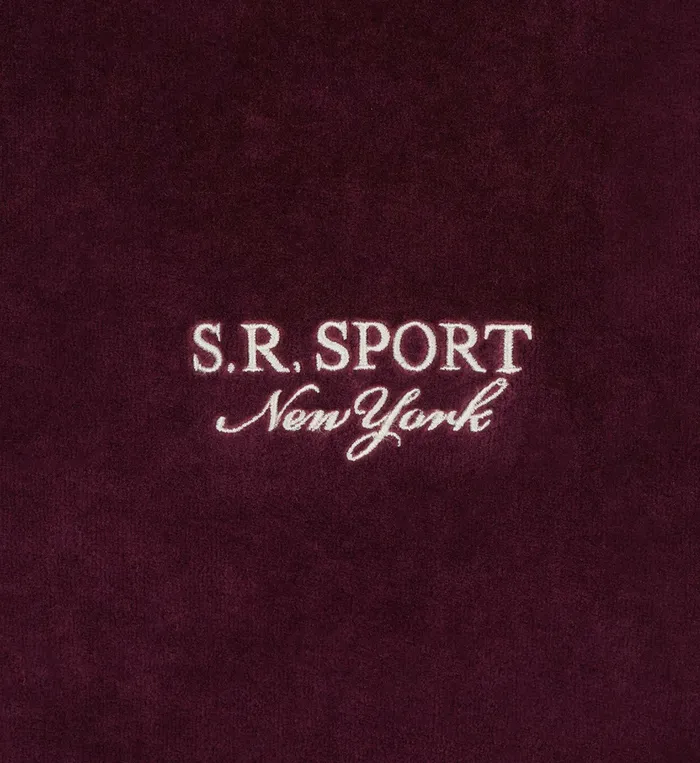 Sporty and Rich Sweatpants Women SR Sport Velour Track Pant 8211 Merlot