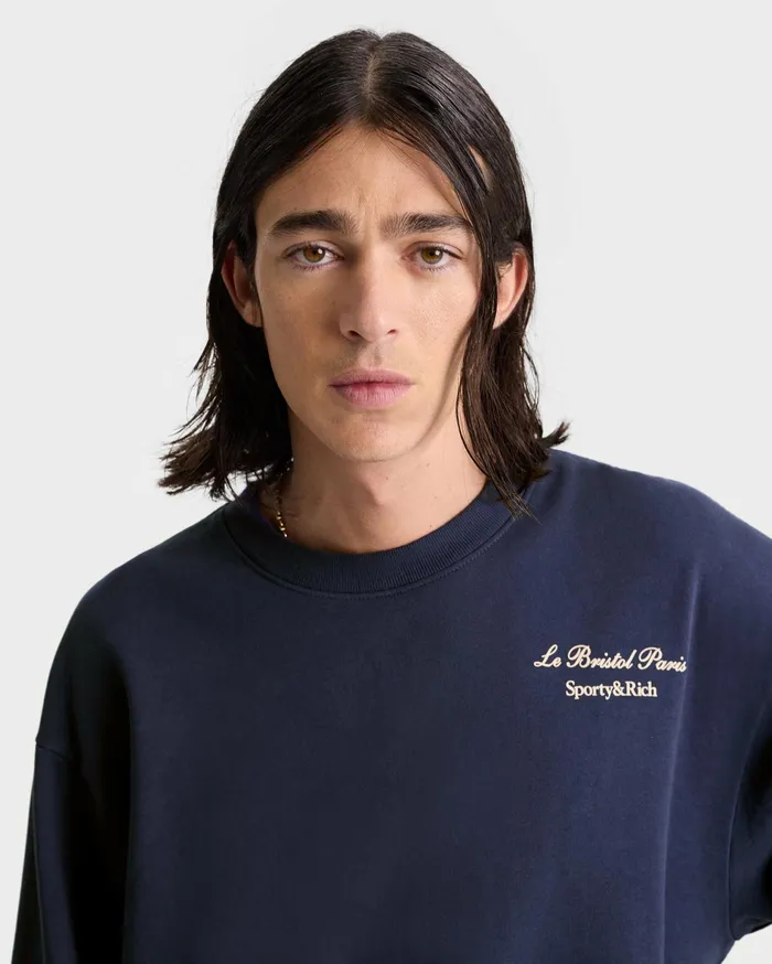 Sporty and Rich Sweatshirts Women Faubourg Crewneck 8211 NavyCream