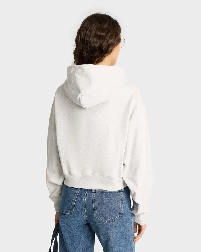 Sporty and Rich Sweatshirts Women NY Crest Cropped Hoodie 8211 Heather GrayGold