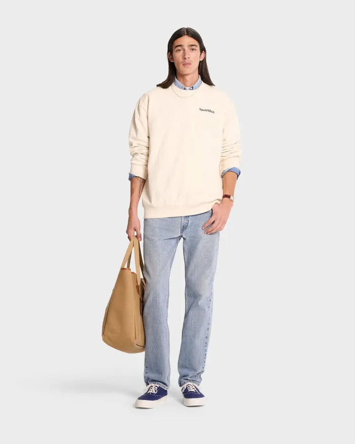 Sporty and Rich Sweatshirts Women Serif Logo Crewneck 8211 CreamNavy