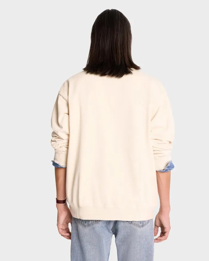 Sporty and Rich Sweatshirts Women Serif Logo Crewneck 8211 CreamNavy