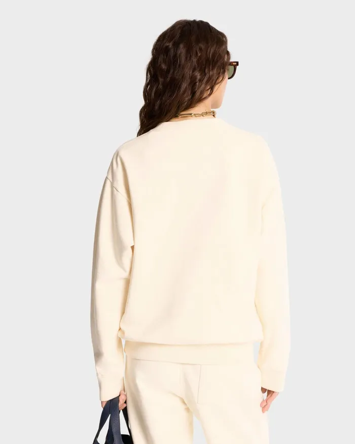 Sporty and Rich Sweatshirts Women Serif Logo Crewneck 8211 CreamNavy