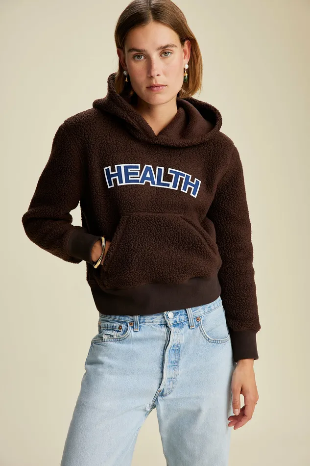 Sporty and Rich Sweatshirts Women Sherpa Health Hoodie 8211 Chocolate