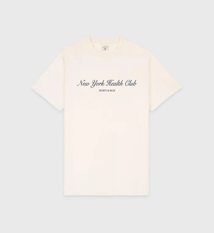 Sporty and Rich TShirts and Tops Women NY Health Club TShirt 8211 CreamNavy