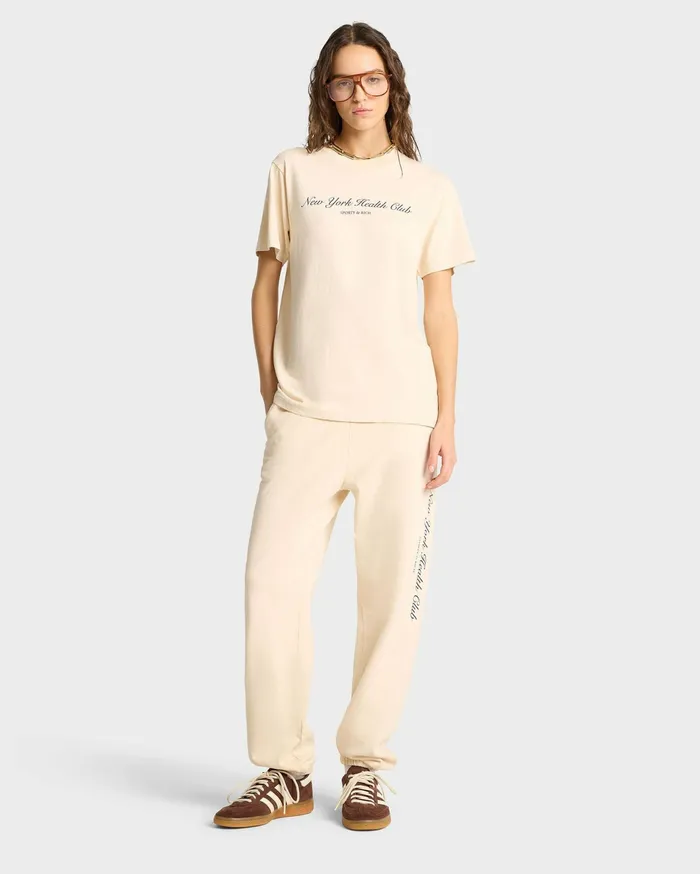 Sporty and Rich TShirts and Tops Women NY Health Club TShirt 8211 CreamNavy