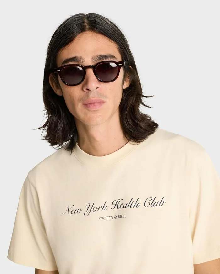 Sporty and Rich TShirts and Tops Women NY Health Club TShirt 8211 CreamNavy