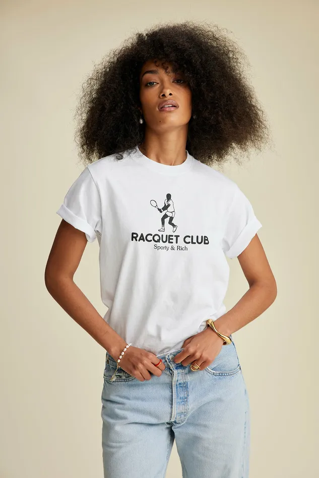 Sporty and Rich TShirts and Tops Women Racquet Club TShirt 8211 White