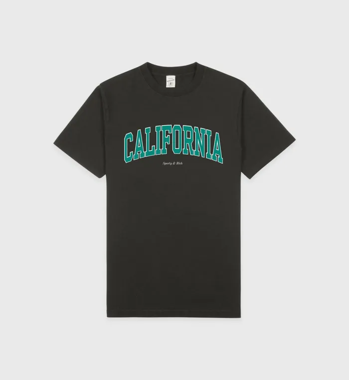 Sporty and Rich TShirts Men California TShirt 8211 Faded BlackSpring Green
