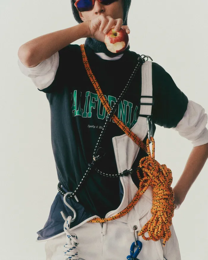 Sporty and Rich TShirts Men California TShirt 8211 Faded BlackSpring Green