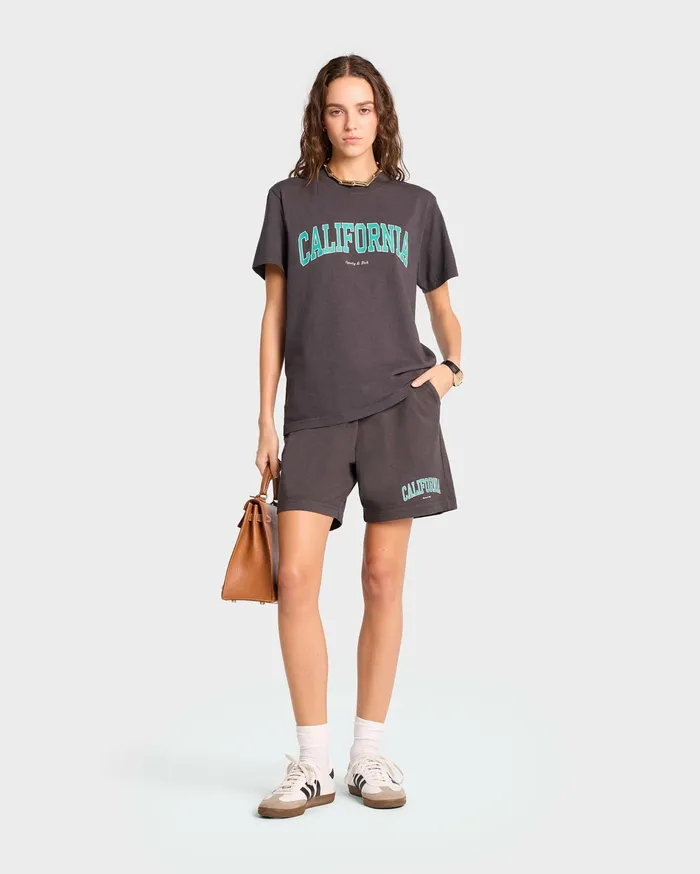Sporty and Rich TShirts Men California TShirt 8211 Faded BlackSpring Green