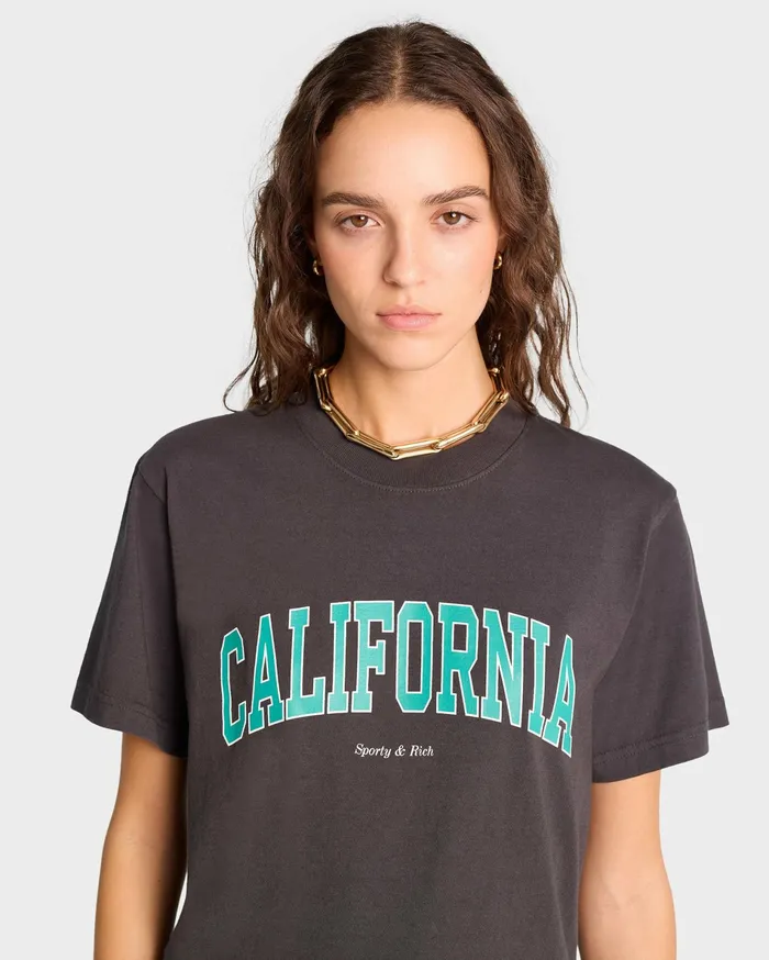 Sporty and Rich TShirts Men California TShirt 8211 Faded BlackSpring Green