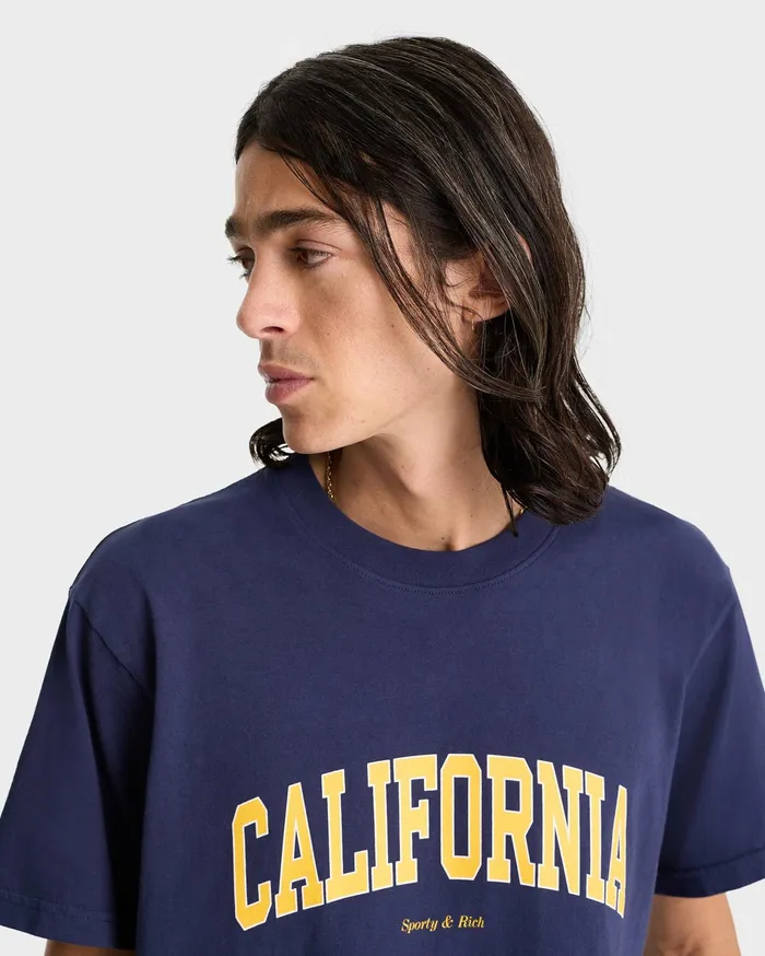 Sporty and Rich TShirts Men California TShirt 8211 NavyGold