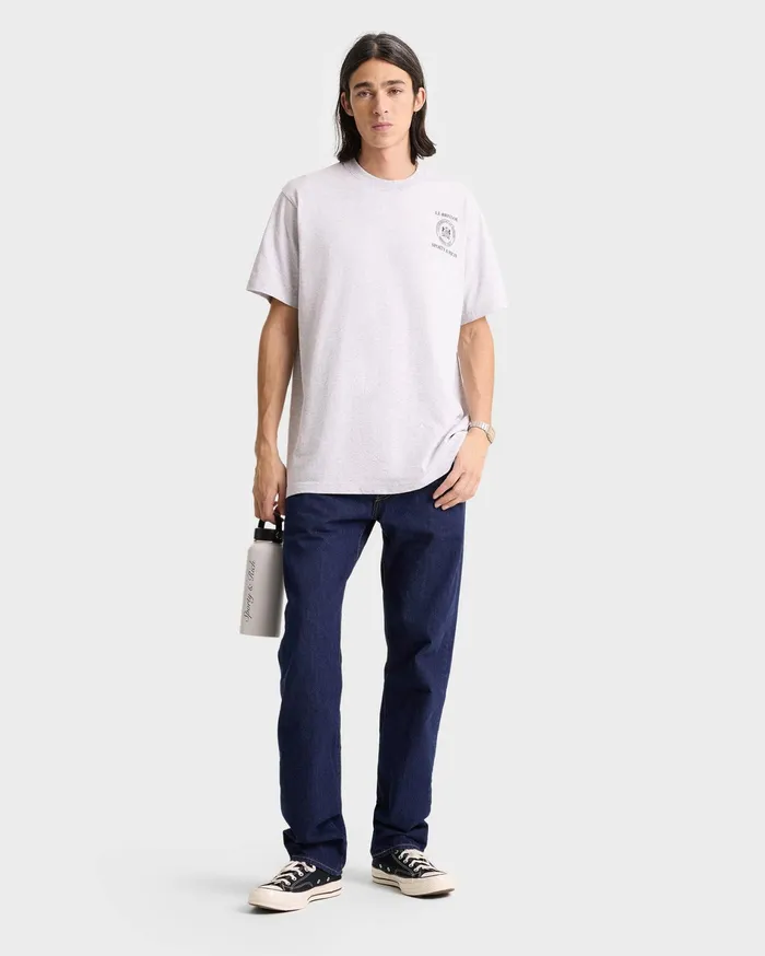 Sporty and Rich TShirts Men Crest Seal 100th T Shirt 8211 Heather GrayNavy