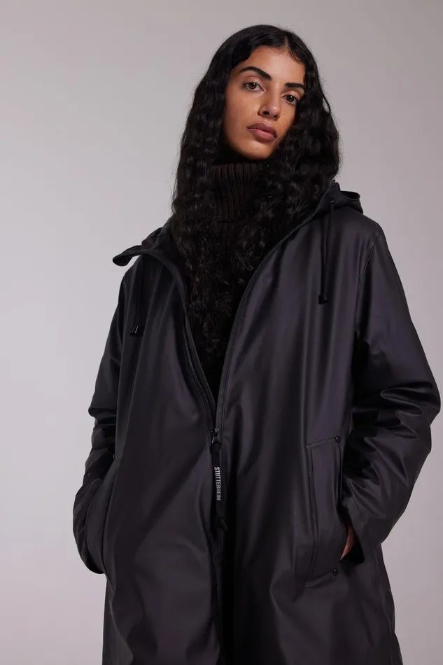 Stutterheim Mosebacke Winter Jacket Black Women Raincoats