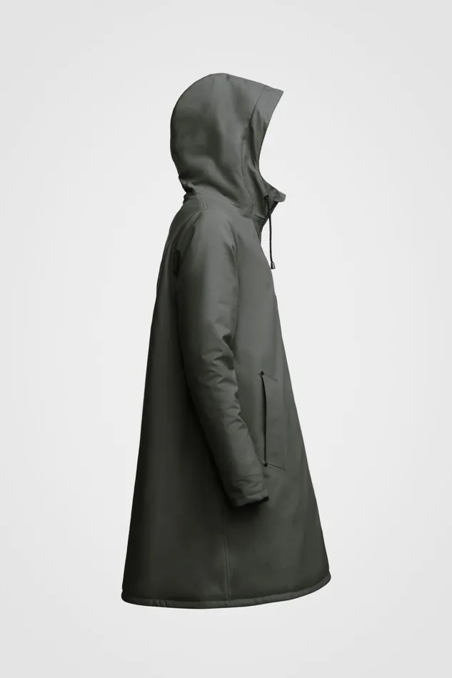 Stutterheim Mosebacke Winter Jacket Green Women Long Raincoats