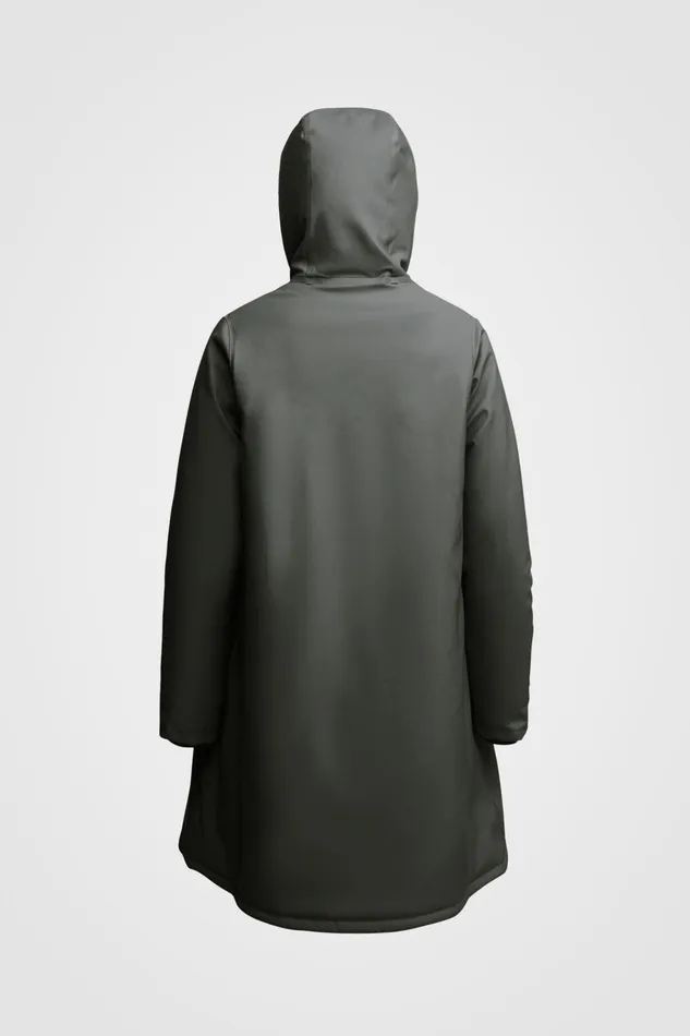 Stutterheim Mosebacke Winter Jacket Green Women Long Raincoats