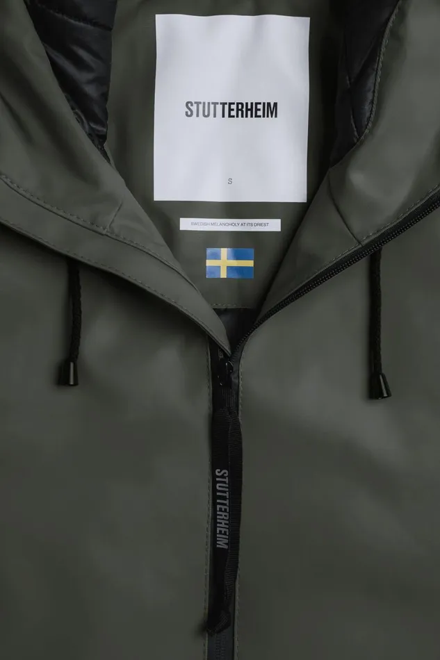 Stutterheim Mosebacke Winter Jacket Green Women Long Raincoats
