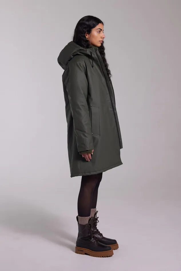 Stutterheim Mosebacke Winter Jacket Green Women Long Raincoats