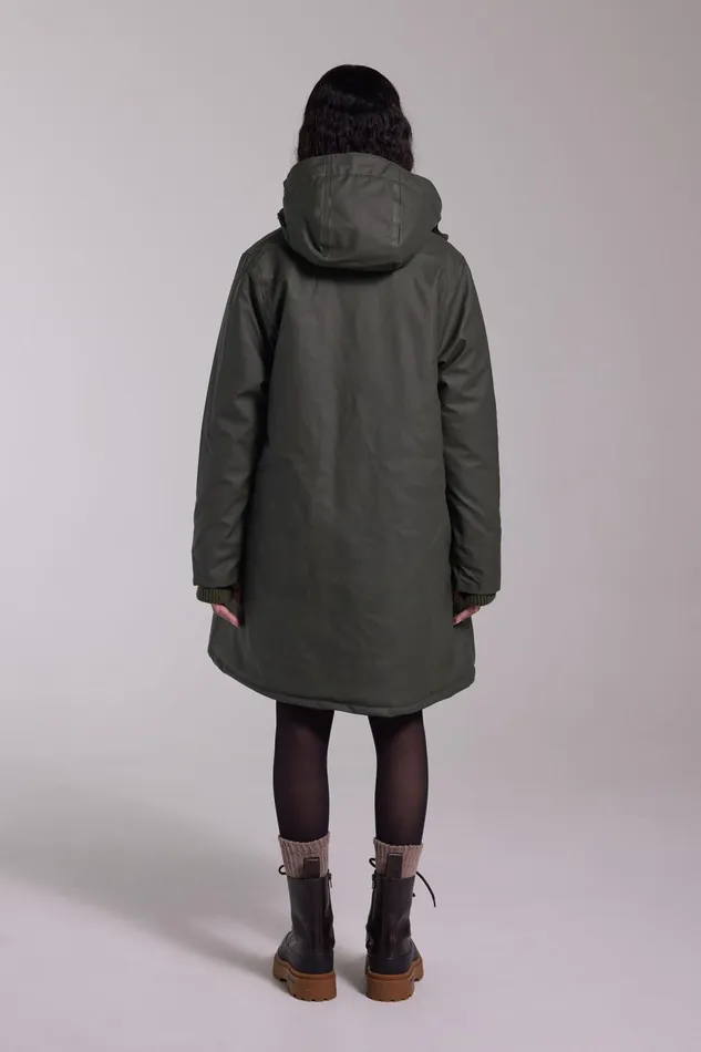 Stutterheim Mosebacke Winter Jacket Green Women Long Raincoats