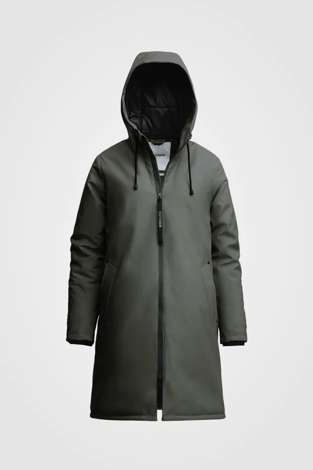 Stutterheim Mosebacke Winter Jacket Green Women Long Raincoats
