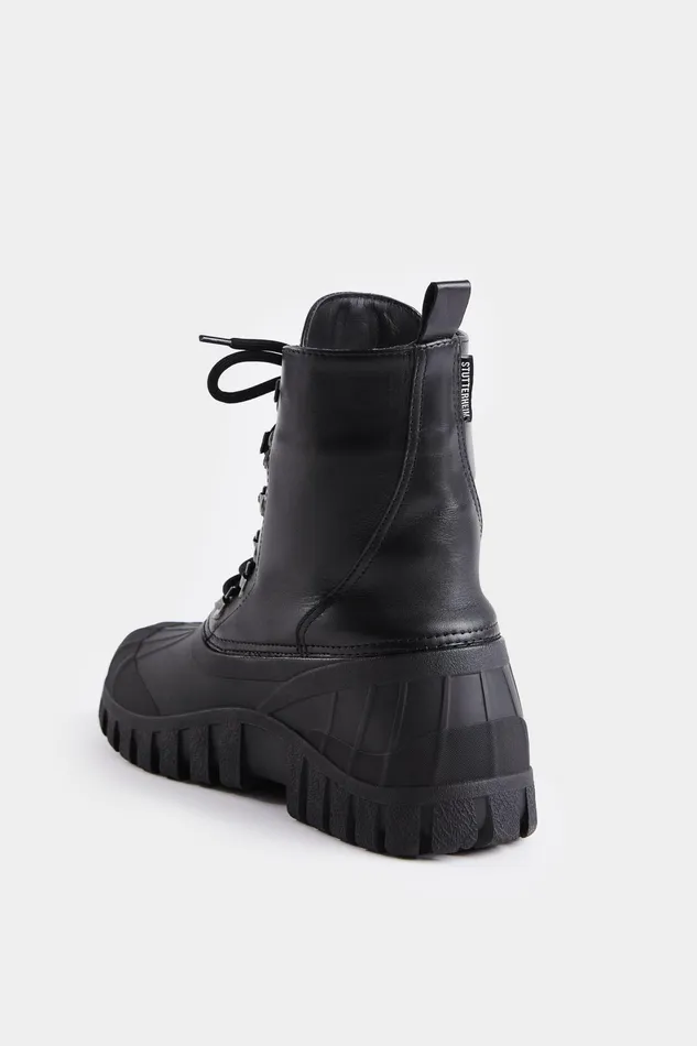 Stutterheim Patrol Boot Leather Black Women Leather Boots