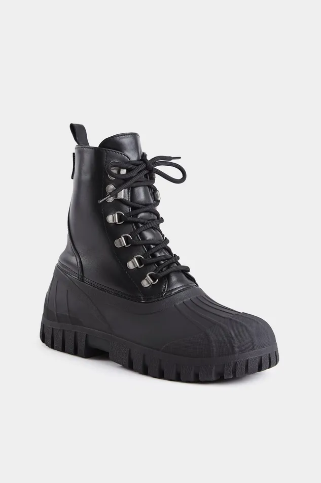 Stutterheim Patrol Boot Leather Black Women Leather Boots