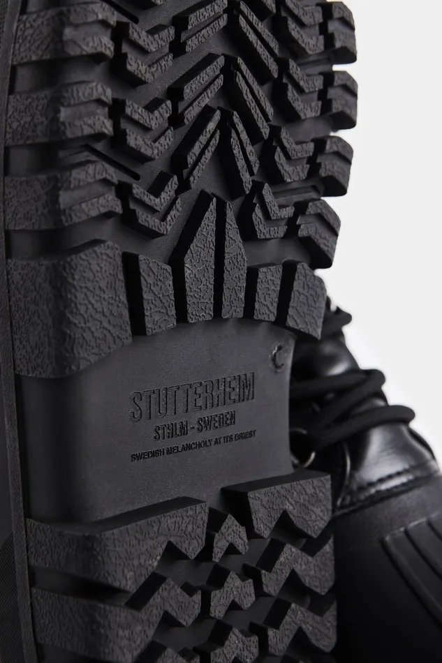 Stutterheim Patrol Boot Leather Black Women Leather Boots