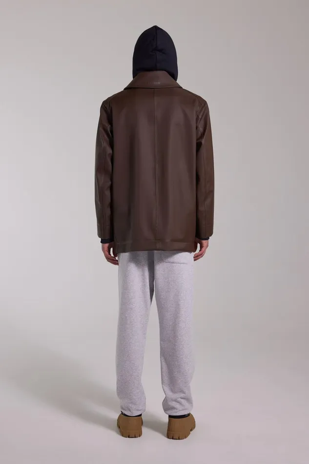 Stutterheim Tranholmen Double Breasted Raincoat Dark Brown Men Winter Coats