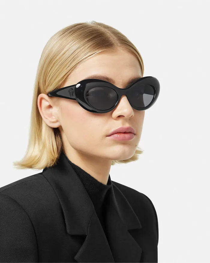 Sunglasses Women Versace Maxi La Medusa Oval Sunglasses Blackgold