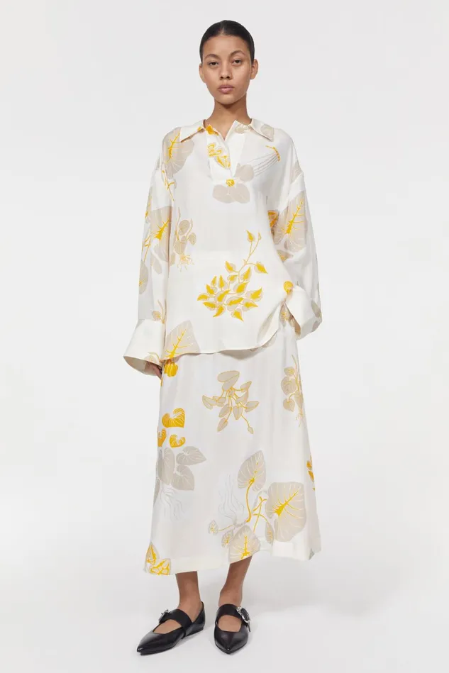 Sunshine Leaf Shirt Off White Women Rodebjer Shirts and Blouses