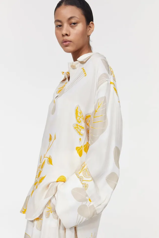 Sunshine Leaf Shirt Off White Women Rodebjer Shirts and Blouses
