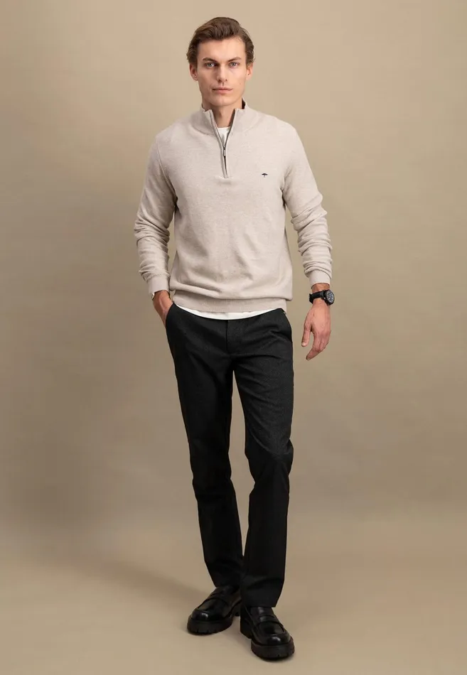 Sweater Men FYNCHHATTON Cotton Knitting Sweaters With A Troyer Collar Winter Whitesteelnightgrass Greenruby Rednavy