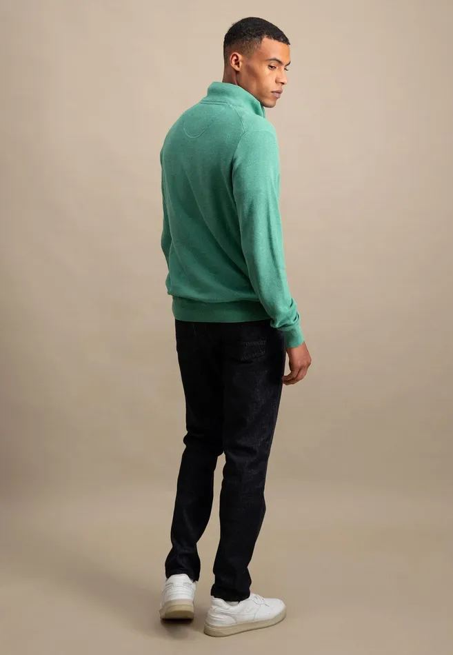 Sweater Men FYNCHHATTON Cotton Knitting Sweaters With A Troyer Collar Winter Whitesteelnightgrass Greenruby Rednavy