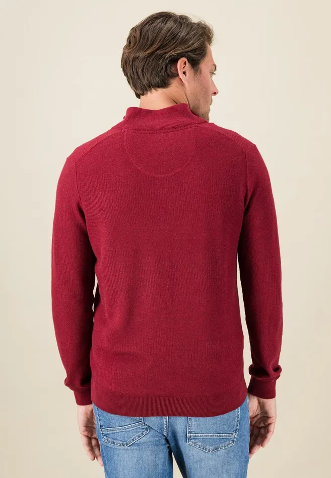 Sweater Men FYNCHHATTON Cotton Knitting Sweaters With A Troyer Collar Winter Whitesteelnightgrass Greenruby Rednavy
