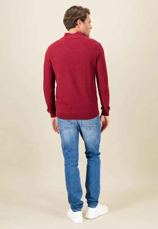 Sweater Men FYNCHHATTON Cotton Knitting Sweaters With A Troyer Collar Winter Whitesteelnightgrass Greenruby Rednavy
